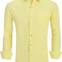 Alex Vando Mens Dress Shirt Wrinkle Free Regular Fit 4-Way Stretch Button Down Shirts (XX-Large, Yellow)