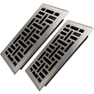 4x10 Inches 2 Pack Heavy Duty Walkable Floor Register Easy Adjust Air Supply Lever Floor Vents - Seattle Design - Vent Cover for Home Floor - Satin Nickel