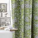 MUGINYU Sage Green Floral Shower Curtain Vintage Block Print - 72x72 Inches, Cotton Blend Cloth Fabric Farmhouse Decorative French Country Bathroom Decor, Cottagecore Aesthetic Pattern