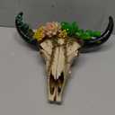 alikiki Rustic Western Home Decor - Tribal Wall Decor Western Long Horn Bull Skull Wall Decor Cow Buffalo Skull Bison Animal Head Wall Hanging Wall Arts w/Succulents for Bedroom Living Room
