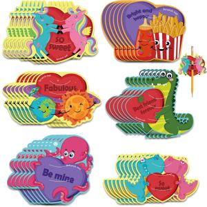 36 Pieces Valentine's Day Cards Scratch and Sniff Pencil Toppers, 6 Patterns and Scents Scratch and Sniff Cards with 36 Envelopes for School Exchange Presents Party Favors(Pencil Is Not Included)