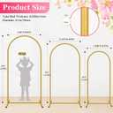 Metal Arch Backdrop Stand, Set of 3 (4ft / 5ft / 6ft) Gold Arch Backdrop with 12 Ground Nails, Stable Arched Background Stand for Wedding, Baby Shower, Birthday Party, Photography