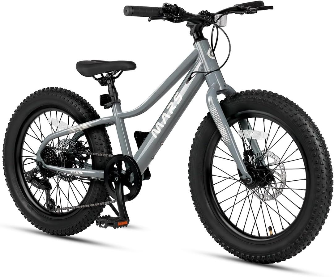 Glerc Mars Kids Mountain Bike, 20 24 Inch Fat Tire Bike for Teen Ages 6-14 Year Old, Bicycle with 2.8-Inch Wide Tires and 6 Speed Drivetrain  (20in, Gray) Glerc Mars Kids Mountain Bike, 20 24 Inch Fat Tire Bike for Teen Ages 6-14 Year Old, Bicycle with 2.8-Inch Wide Tires and 6 Speed Drivetrain  (20in, Gray)