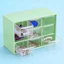 Desk Organizer Box with Nine Compartments Plastic Desktop Drawer Storage Box for Hardware, Beads, Cosmetics, Office, and Craft Storage, Green