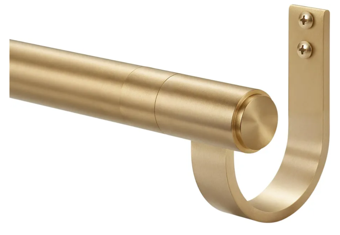 Curtain Rods for 28-68” Windows, Splicing Construction, 1” Adjustable Drapery Rod with Aluminum Alloy Brackets and Finials for Window, Sliding Door, Patio, Living Room Decoration, Brushed Gold