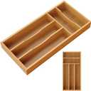 Small Silverware Organizer, Bamboo Kitchen Drawer Cutlery Organizer, Utensil Holder, Flatware Organizer Tray (14.2"x6.7"x1.6")