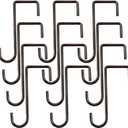 HiGift 12 Pack Vinyl Fence Hooks, 2 x 6 inch Patio Hangers Powder Coated Steel Pergola Hooks for Hanging Plants,Bird Feeders,Bird House,Outdoor String Lights,Pool Towels Equipment Tools - Brown