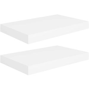 White Floating Wall Shelves - 2 pcs | 15.7"x9.1"x1.5" | Modern Home Display | Easy-Install | Invisible Mounting System | Honeycomb MDF and Metal Frame