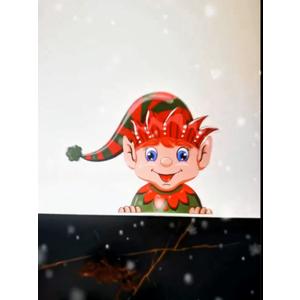 Funny Peeking Sticker - Christmas Santa Claus Reindeer Snowman Car Window Bumper Decal Waterproof Vinyl Sticker and Decal for Vehicle, Truck, Laptop, Wall, Car Decoration (Elf)