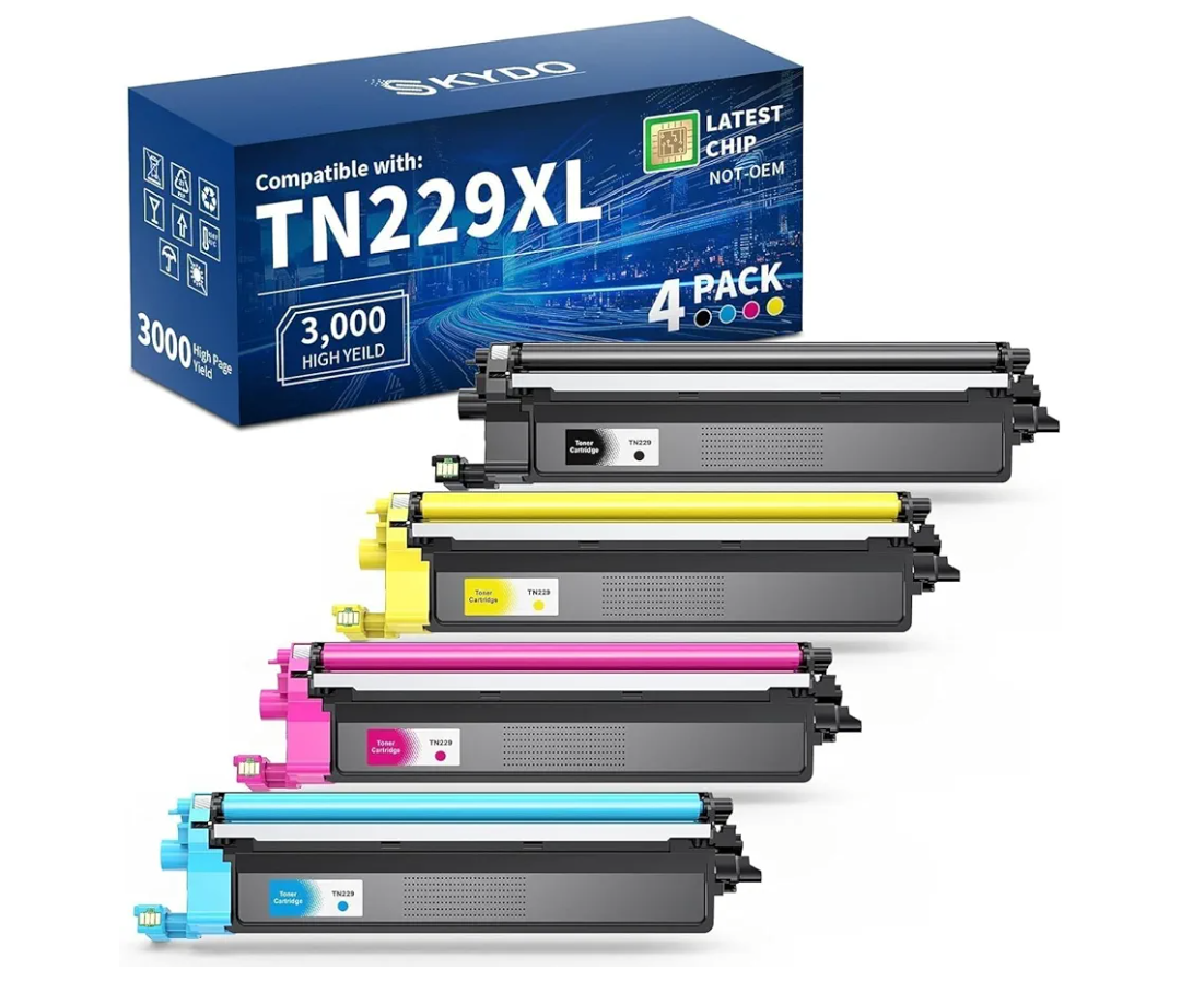 TN229XL Compatible Toner Cartridges Replacement for Brother TN229 TN229XL TN-229XL TN229 XL Work for MFC-L3780CDW MFC-L3720CDW HL-L3280CDW HL-L3220CDW HL-L3300CDW Printer (TN229XLBK/C/M/Y,4 Pack)