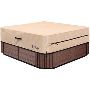 UCEDER Waterproof Hot Tub Cover Outdoor Spa Cover (91''x 91''x20) 600D Heavy Duty Polyester Hot Tub Cover Protector(Brown)