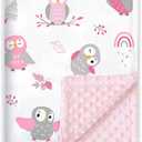 BORITAR Baby Blanket for Boys Girls Soft Plush Minky Fabric with Dotted Backing, Lovely Animal Owl Design Blanket for Toddler Newborn 30 x 40 Inch(75x100cm)