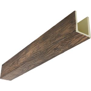 Ekena Millwork 7 1/2"W x 7 1/2"H x 192"L 3-Sided (U-Beam) MENA HeritageTimber Faux Wood Ceiling Beam, Kona Brown