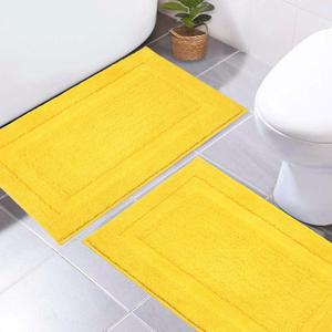 SHACOS Super Soft Bathroom Rugs Set of 2 Pieces 20x32 inch Non Slip Fluffy Absorbent Bath Mats Washable Bath Rugs for Bathroom Shower Tub, Yellow