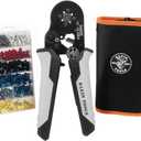 Klein Tools 34060 Ferrule Crimping Tool Set with Ratcheting Square Crimper Pliers, 1200 Wire Terminals (10-22 AWG), and Soft Carrying Case for Electrical Applications