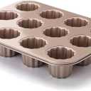 Canele Molds Baking Pan for Cupcake Muffin Cake Canneles Forms Non-Stick Carbon Steel Gold 12-Cup