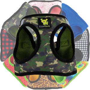 EcoBark Step in Dog Harness - Eco-Friendly Teacup Dog Harnesses for XXS, XS, and Small Dogs - Reflective and Adjustable Mini Body Halter Vest -Tiny Soft Mesh Toy Breed Harness Under 5 lbs (XXXS, Camo) (XXXS- 2 to 3 lbs- Chest up to 10 in (Pack of 1))