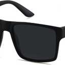 LYZOIT Square Sunglasses for Men Women Polarized Oversized Big UV Protection Rectangle Shades (Matte Black | Polarized Lens)