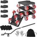 LOYAL TIGER 2000LBS Heavy Duty Furniture Dolly & Mover - 6.4" Carbon Steel Panel with 5X 360° Wheels, Non-Slip Sliders & Lifter for Sofa, Piano, Appliances (Red)