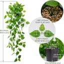 LOYWREE Small Fake Hanging Plant Artificial Potted Plants for Indoor Outdoor Aesthetic - 39in Realistic Faux Hanging Pothos with Ivy Vine for Shelf Decor in Home Office Gardens Greenery (Black Pot)