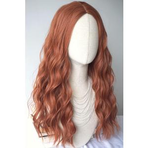Long natural red wig Red Hair Wig Long Curly Costume Wigs Synthetic Red copper Wavy curly Wig 28inces For women Halloween Costume (Copper Red)
