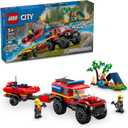 LEGO City Fire 4x4 Fire Truck with Rescue Boat Building Toy - Pretend Play Preschool Toy for Boys & Girls, Ages 5+ - Gift Ideas for Birthdays - 60412