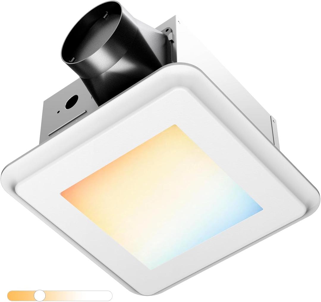 Amico Bathroom Exhaust Fan with Light, 80 CFM, 0.9 Sones, 1000LM, 5CCT, Easy Install, Ceiling Mount Shower Bathroom Fan, Adjustable Household Ventilation Fan, ETL & FCC Certified