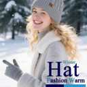 Loritta 3 Pieces Winter Hats for Women Scarf Touch Screen Gloves Set Thick Warm Fleece Lined Beanie Hat Gifts (Z-light Grey)