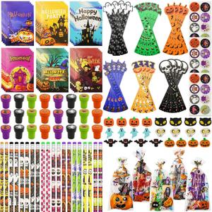 168 PCS Halloween Party Favors ,24 Pack Halloween Stationery Set Trick or Treat Gifts for kids Party Classroom School Supplies Prizes Rewards Halloween Goodie Bag Stuffers