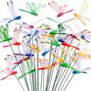 VGOODALL 24PCS Dragonfly Garden Stakes, Plastic Garden Decorations 4 Colors Dragonfly Ornaments for Indoor Outdoor Yard