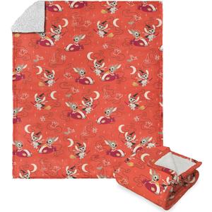 Disney Lilo and Stitch, Stitch Broom Ride, Silk Touch Sherpa Throw Blanket, 50 x 60 Inches