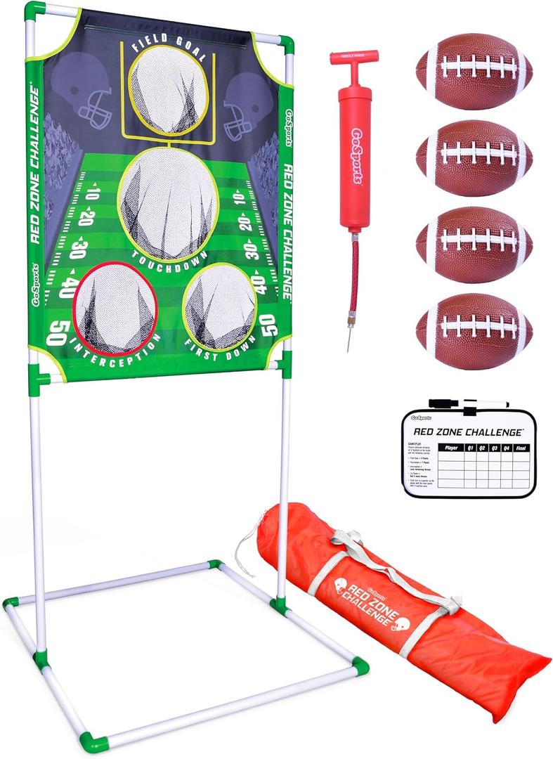 GoSports Red Zone Challenge Football Toss Game - Includes Target, 4 Footballs, Scoreboard and Case