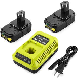 Energup 2Pack 18Volt P102 Replace for Ryobi 18V Batteries and Charger Combo 3.5A, for 18 Volt ONE Plus P103 P104 P105 P107 P109 P190 P191 P122 for Ryobi 18v Lithium Battery