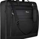 Garment Bags for Travel, Carry On Garment Bag for Business Trips with Shoulder Strap, Mancro Waterproof Foldable Luggage Hanging Suit Bags Gift for Men Women, 2 in 1 Suitcase for Coats, Suits (Black) (XX-Large)