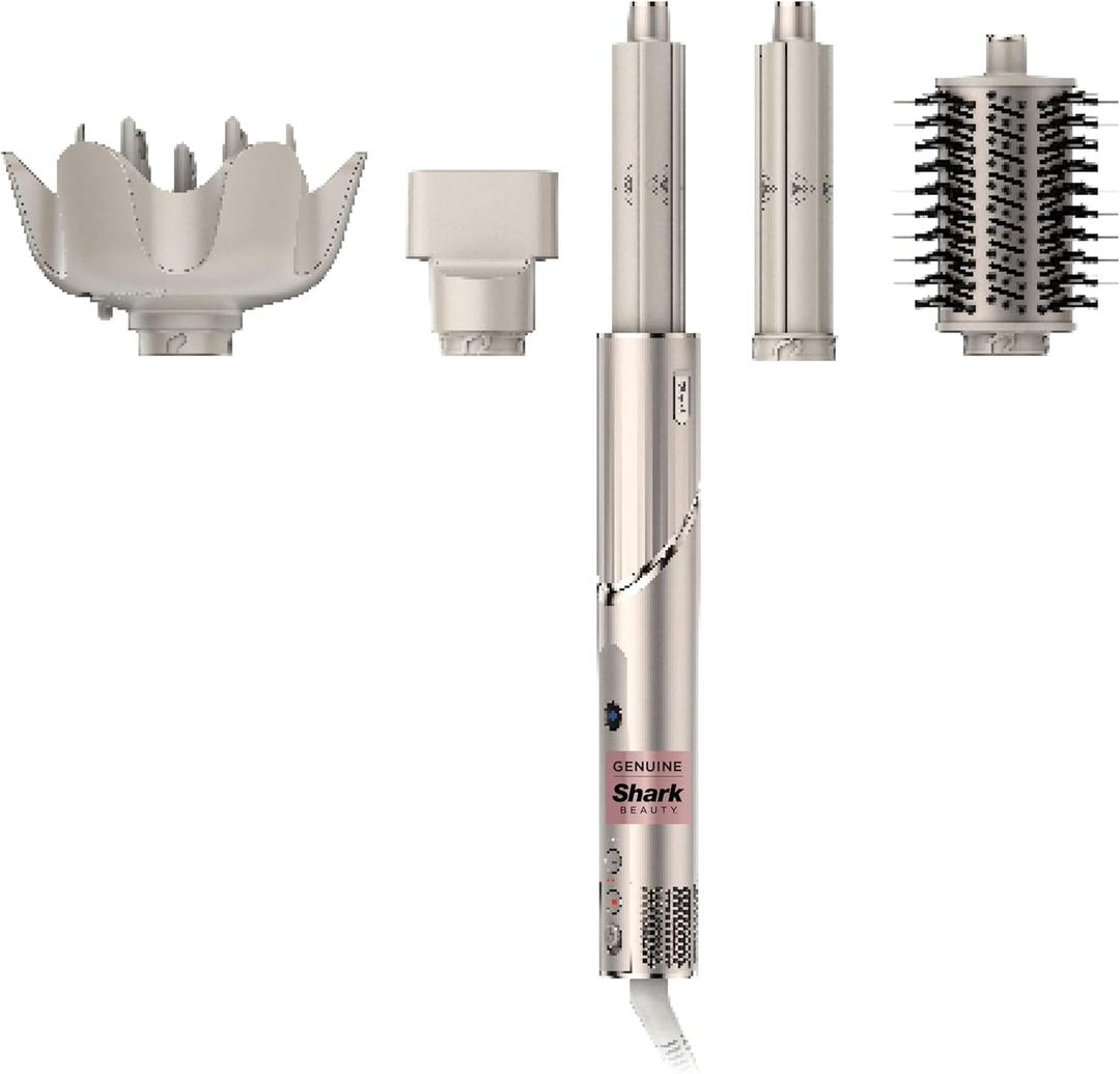 Shark HD435 FlexStyle Air Styling & Drying System, Powerful Hair Blow Dryer & Multi-Styler with Auto-Wrap Curlers, Curl-Defining Diffuser, Oval Brush, & Concentrator Attachment, Stone