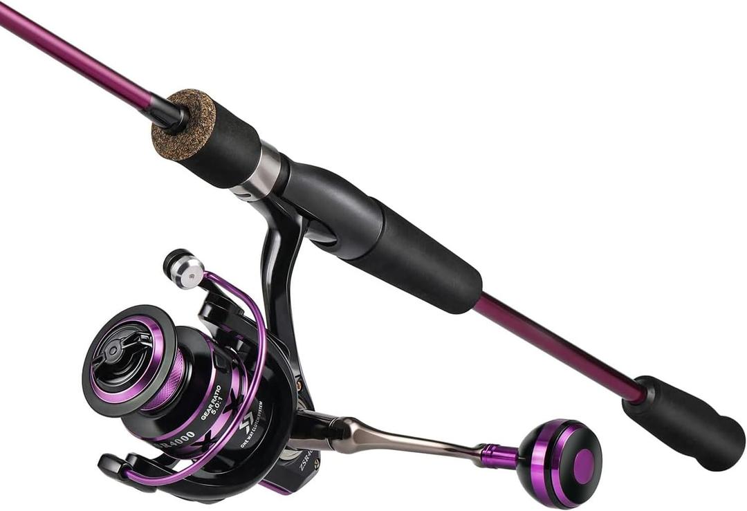 Sougayilang Fishing Rod and Reel Combo, Stainless Steel Guides Fishing Pole with Spinning Reel Combo for Saltwater and Freshwater (purple - Medium), Size: 5.9ft and Spinning Reel