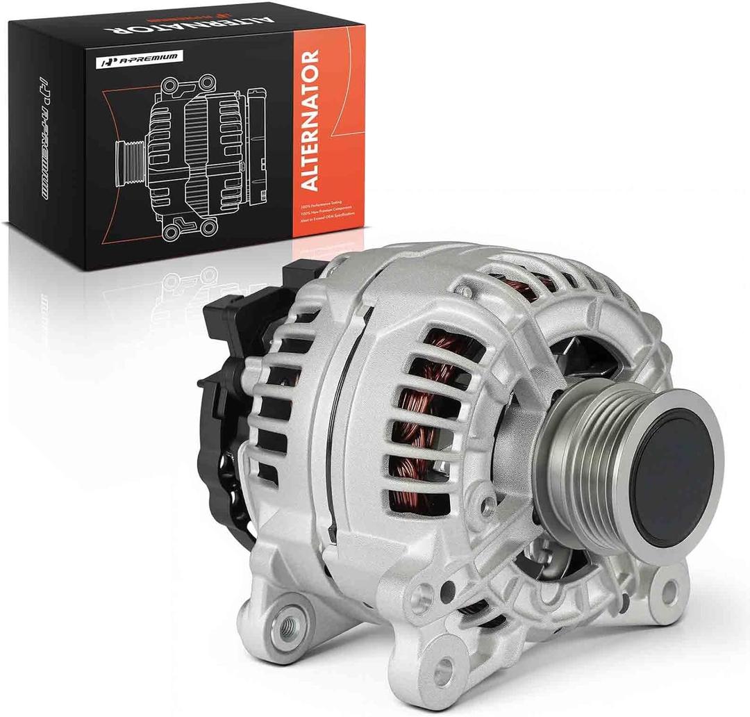 A-Premium Alternator Compatible with Volkswagen Jetta 2011-2013, Passat 2012-2014, Beetle 2006-2010 2012-2014, 2.5L, 12V 140A 5-Groove Clutch Pulley Counterclockwise, Replace# 0124525103, F00E100566