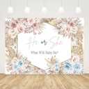 7x5ft Boho Gender Reveal Backdrop He or She What Will Baby Be Gender Reveal Banner Pampas Grass Photography Background Gender Reveal Party Decorations Photo Booth Props, Multicolor