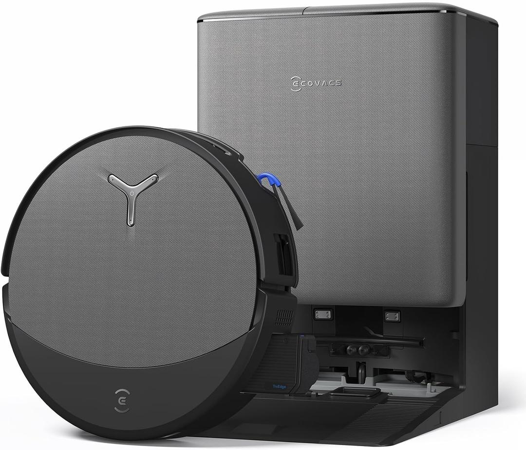 ECOVACS DEEBOT T90 PRO OMNI Robot Vacuum and Mop, 30,000Pa Suction, Instant Self-Cleaning OZMO Roller Mop, TruEdge Deep Edge Cleaning, ZeroTangle, Hot Water Wash & 145F Air Dry, AI Obstacle Avoidance