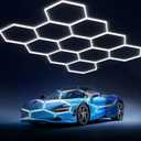 Litezone Hexagon Garage Lights: 329W 11 Grids Hexagon LED Lights - Easy Install 6500K Super Bright Honeycomb Lights Ceiling for Garage, Warehouse, Car Detailing Shop, Exhibition Hall, Gym