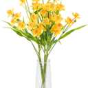 6Pcs Artificial Daffodils Flowers Narcissus Faux Flowers Stem Latex Yellow Flower Arrangement for Indoor Outdoor Home Decor Centerpiece DIY Wedding Bouquet (Yellow)