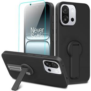 Compatible for Oneplus 13S / 13T Phone Case with Screen Protector, 360 Rotatable Folding Hidden Kickstand/Stand Silicone TPU Protective Cover Case for Oneplus 1+ 13S/13T 5G 2025 - Black