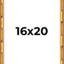 Poster Palooza 16x20 Frame Gold Bamboo Solid Wood Picture Frame with UV Acrylic, Foam Board Backing & Hanging Hardware Included