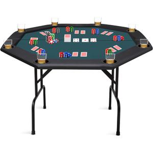ZivPlay Poker Table Foldable Texas Holdem Poker Table Portable with Folding Legs for Card Game and Casino Gambling 8 Player Octagon, 48 inches