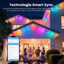 RGBCCT Soccer Game Day Lights for Outside House, 200FT Permanent Outdoor String Lights with Music Sync for Watch Party, App Control RGB Color Changing LED Lights for Backyard, Patio, Fence