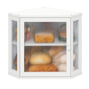 White Bread Box for Kitchen Counter, Bamboo Wood Large Capacity Bread Storage Bin with Acrylic Wavy Door Panel (White, Meduim)
300+ bought