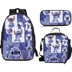 Stitch Backpack for Women/Men/Teens, Backpack With Shoulder Bag and Pencil Case, 3 Pcs Set, Day Packs Knapsacks, Casual Backpacks, Gift for Gym, Travel, Camping, Outdoor, Work, Business