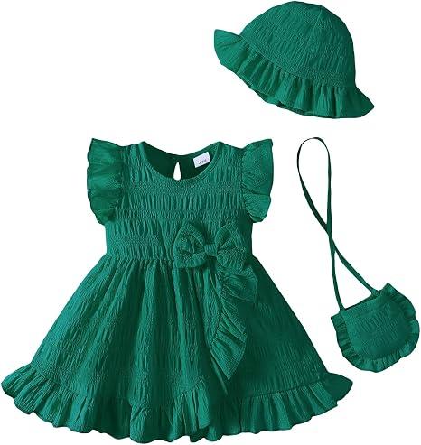 SODLON Baby Girl Dress Infant Girls Summer Dresses Toddler Clothes 3M-4T | Baby Summer Clothes Outfits, Ruffle Sleeveless Party Dresses, Infant Wedding Guest Dress, Beach Vacation Sundress with Hat