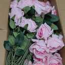 Hananona 50 Artificial Roses in Bulk, Fake Silk Pink Roses Realistic Roses for Wedding Centerpieces Flower Arrangement Home Decor (50, Pink)
