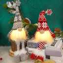 Juegoal 2 Pack Lighted Christmas Gnomes with Dangling Legs, 19.5Inch Handmade Scandinavian Swedish Tomte, Battery Operated Winter Tabletop Christmas Decorations Collectible Figurines